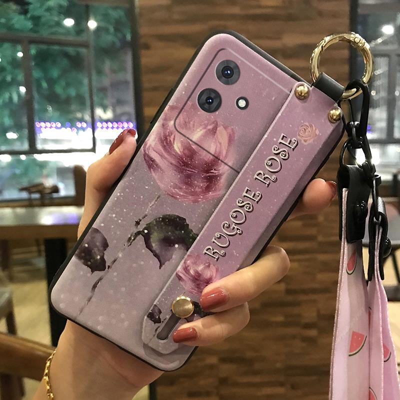 Пылезащитный чехол-браслет для телефона Cubot Note21 с подставкой, задняя крышка с кольцом, ремешок на запястье, прочный, силиконовый с цветочным рисунком
