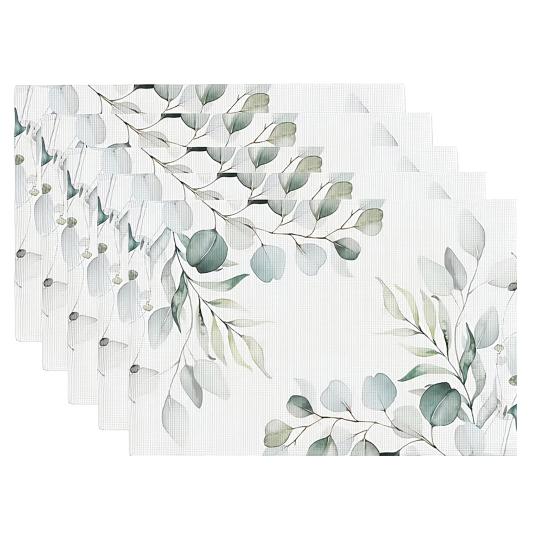 

5Pcs Floral Linen Placemats Cute Bunny Hummingbird Farmhouse Placemats Machine Washable Table Protection Mats for Home Dining Wedding Party
