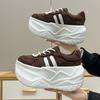 Fashion 10CM Microfiber Leather Chunky Sneakers New Autumn High Platform Wedge Heels Casual Shoes Breathable Comfortable Dad Shoes