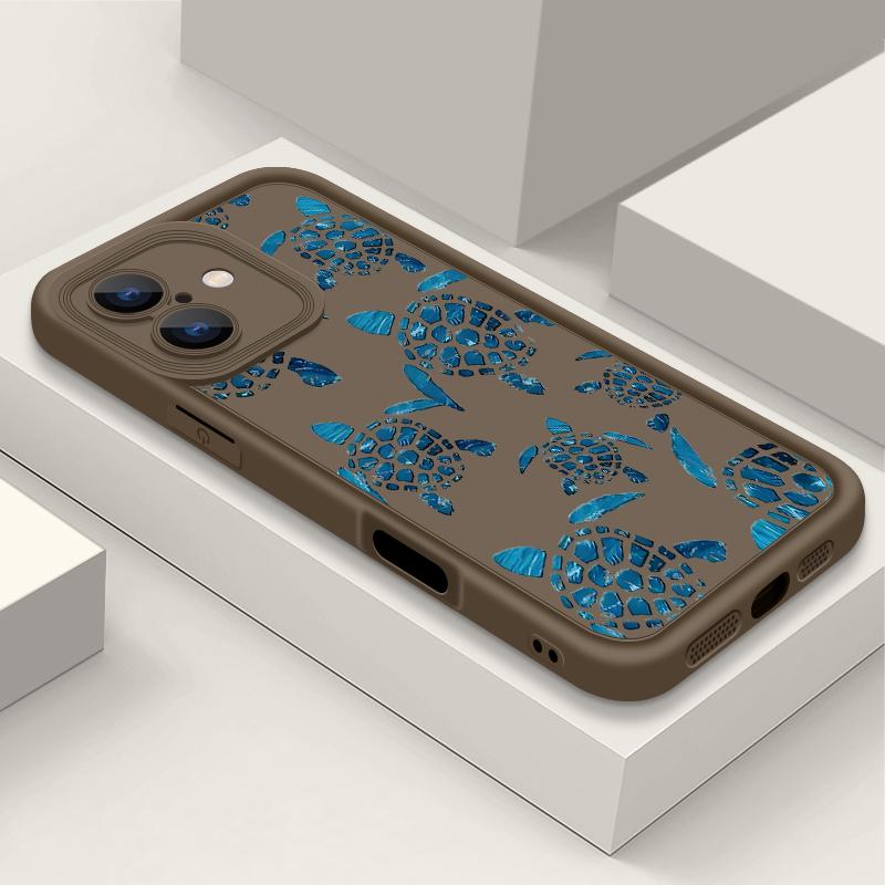 Sea Turtle Pattern Matte TPU Cover Shell For iPhone 16E 16 Pro 15 Pro Max 14 13 12 11 Soft Shockproof Lens Protection Phone Case