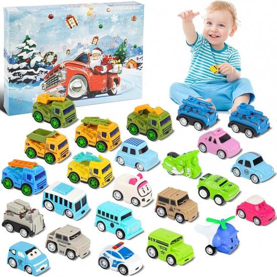 Advent Calendar 2024 Kids, Baby 24 Surprise Pull Back Cars Toys, Christmas Countdown Advent Calendar Toys for 2 3 Year Old Boys Girls Toddlers Plastic