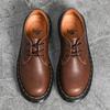 American Couple Low-top Small Leather Shoes Men's and Women's Genuine Leather Crazy Horse Brown Large-size Short Boots Round Head Men's Casual