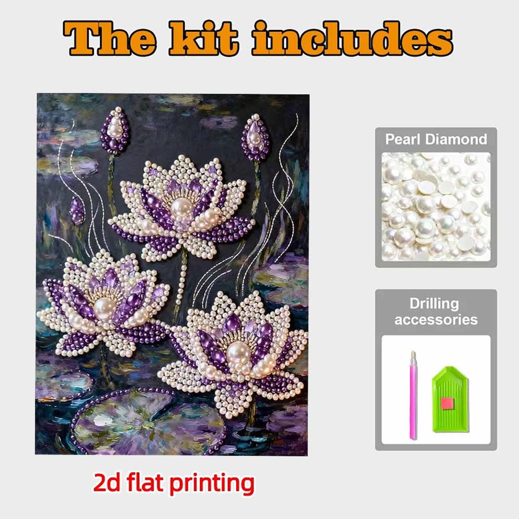 Pittura Perle di Cristallo 5D Fai da te Decorazione Cornice Pittura Fiore di Loto Decorazione Murale Casa Pittura con Perle di Cristallo Trasparenti Artigianato Artistico