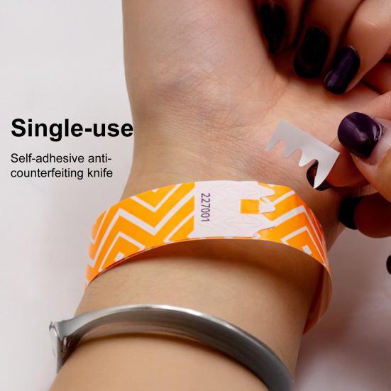 100 Pcs Disposable Paper Wristbands Fluorescent Adhesive Event Wrist Bands Party Favor ID Bracelets for Concerts Festivals