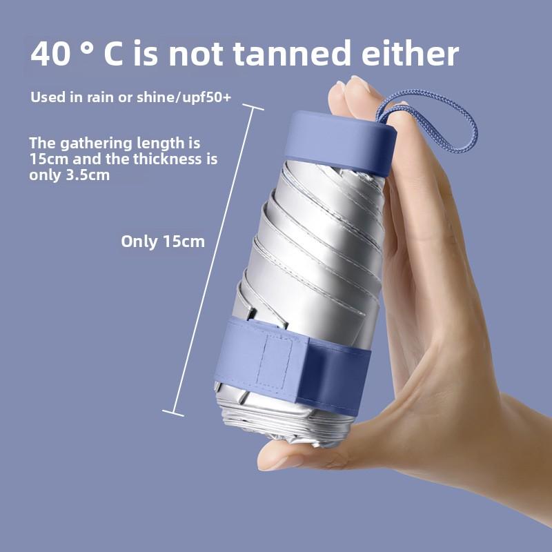 Titanium Silver Sun Protection 50+ Folding Capsule Umbrella for Women with High-end Ultraviolet 50% Off Sun Protection
