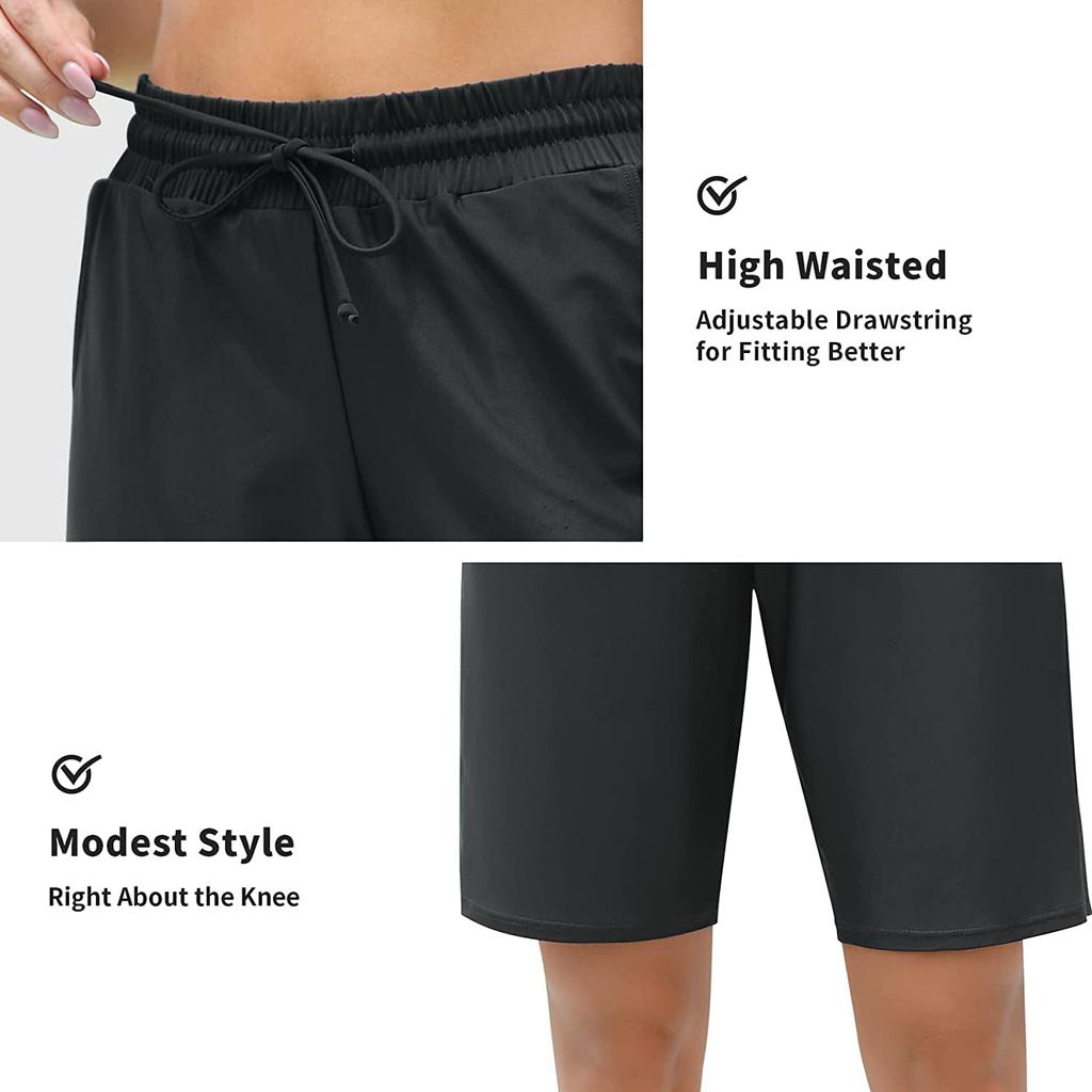 CHARMLEAKS Women's Swimming Trunks Drawstring Board Shorts Swim Bottom for Women Bandeau Shorts