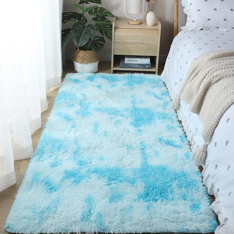 Silk and Wool Tie-Dye Plush Bedroom Rug