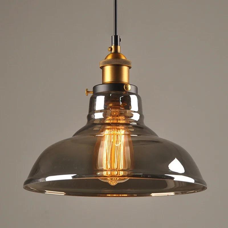 Vintage LED Pendelleuchten Glas Hängelampe Loft Leuchte Esszimmer Küche Innendekor Schlafzimmer Rauchgrau Bernstein Klar