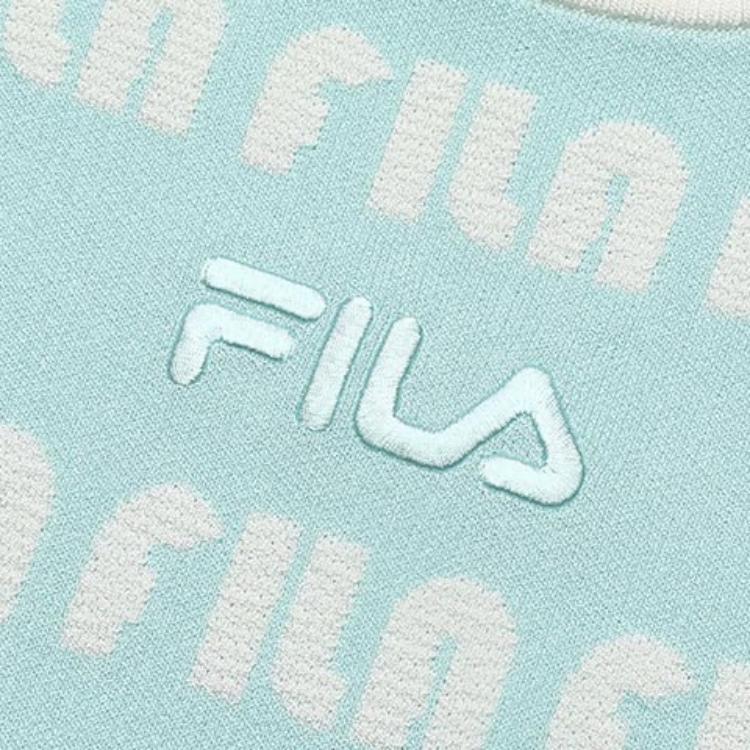 FILA Logo All Over Print Crew Neck Short Sleeve T-Shirt Women T-Shirts Light-Green F11W319404F-TQ
