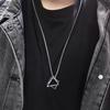 Silver titanium steel triangular long pendant necklace women's hip-hop versatile sweater chain accessories trendy brand non-fading sweater chain