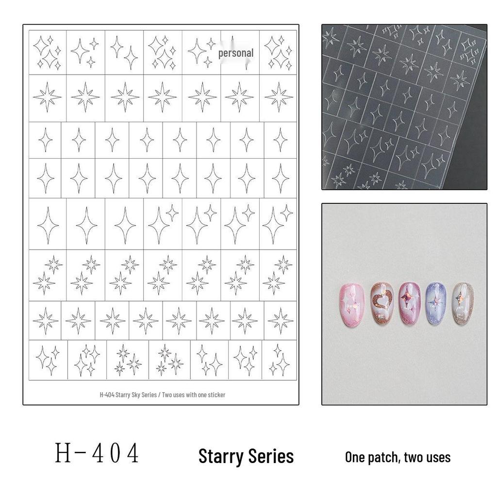 Butterfly & Stars Nail Art Stickers with Gradient & Chrome Effects