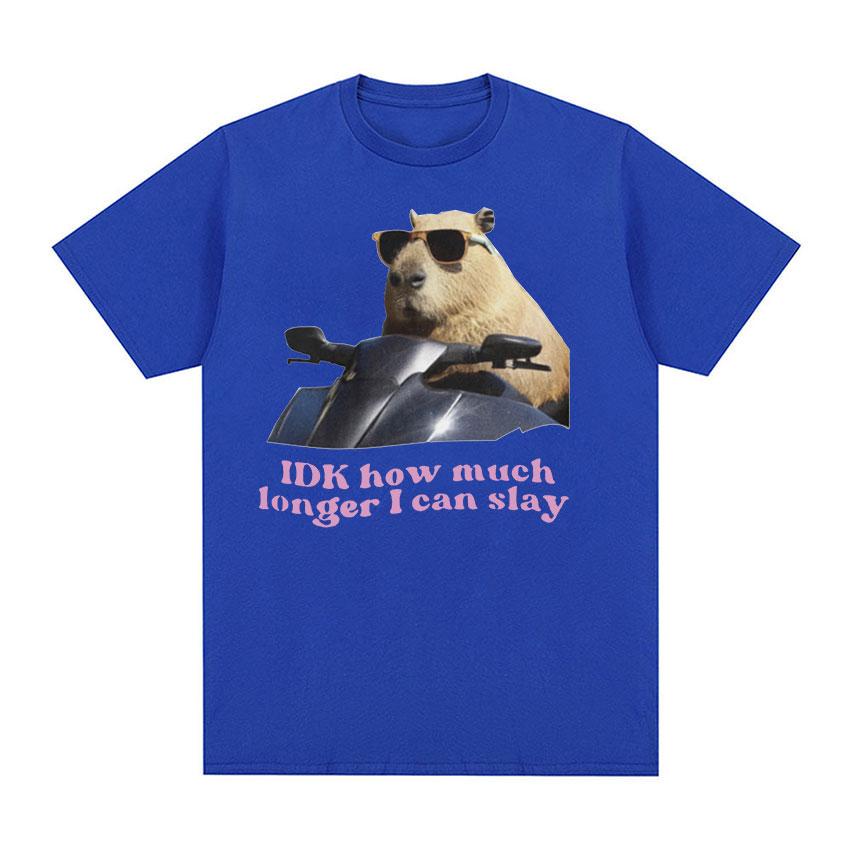 IDK How Much Longer I Can Slay Capybara Funny Meme T Shirts Unisex Women Retro O-Neck Fashion T-shirt Casual Cotton Oversized Tees