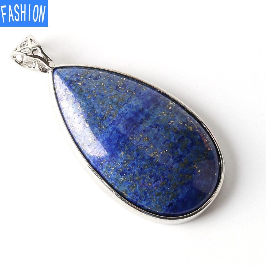 

Большой кулон с каплей воды, женский натуральный камень, аметист, порошок, кристалл, лазурит, кулон, простой стиль 1pclapislazuli