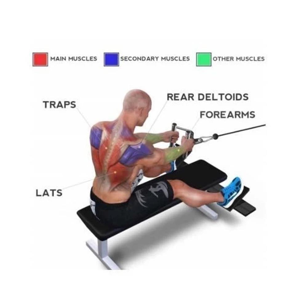 Pulldown Cable Machine Steel Handle with Rubber Gym Lat Pull Down Rope Handle Triceps Fitness T-Bar Handle Grip for Home Workout