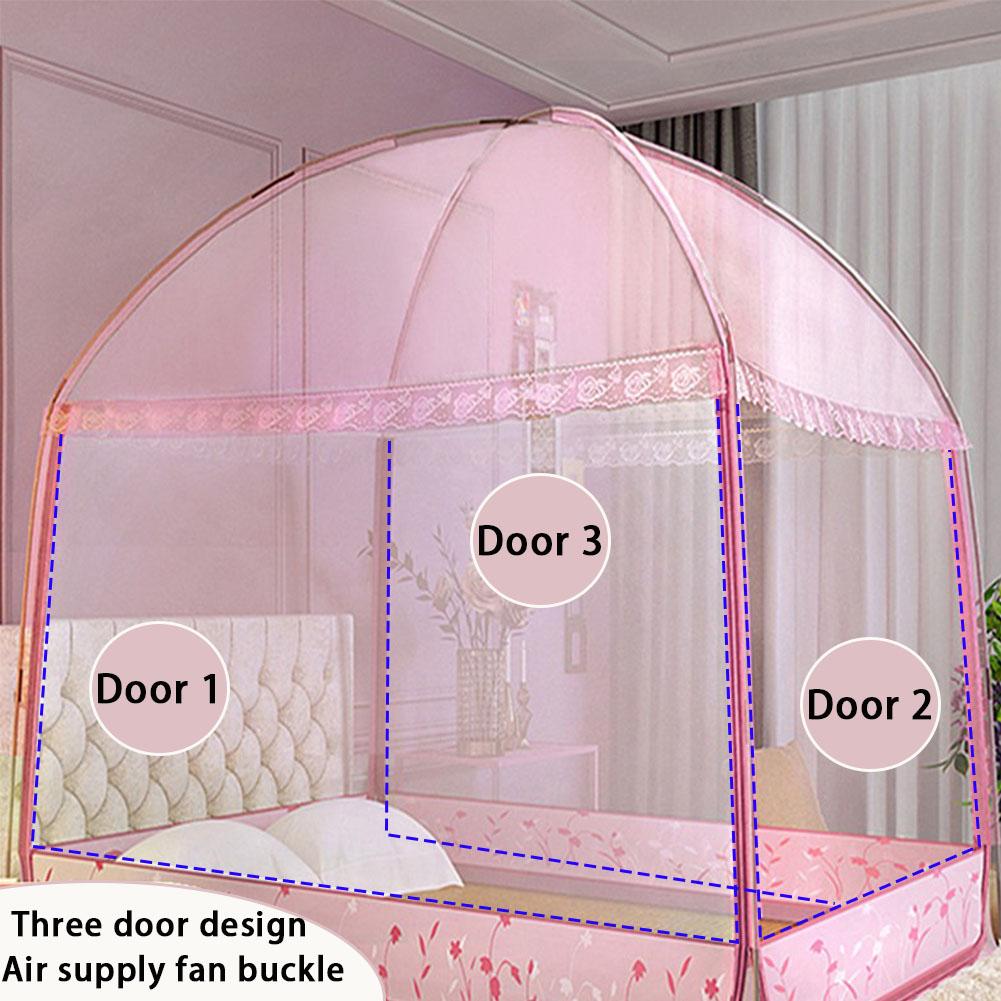 

Mosquito Net,with 3 Doors, household summer zipper tent,Foldable Portable Frame Mosquito Net for Home Bedroom moskitiera okienna 120x200x150cm розовый