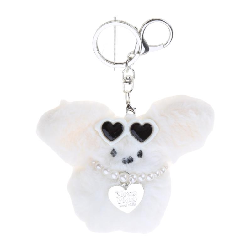Chic Rabbit Bag Charm with Glasses Keyring Plush Bunnys Heart Pendant Keyring 1