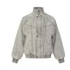 Magic Bear 2026 Winter Washed Distressed Cotton Padded Jacket Couple Streetwear Loose Fit Stand Collar Zip Up