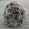 Women's Fashionable Winter Thick Rex Rabbit Fur Hat with Rose Fur Flowers Real Knit Appropriate for Parties