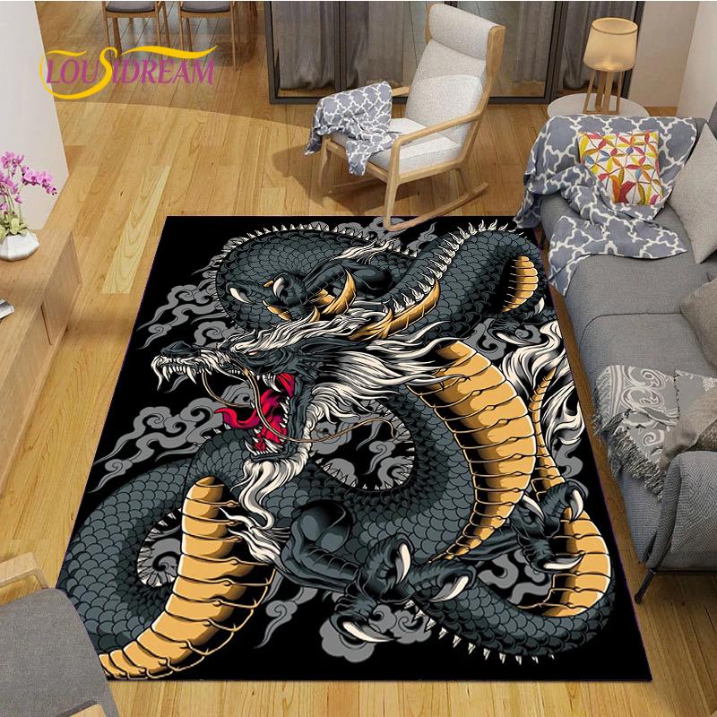 Alfombra Dragon and Tiger Fight Carpet Living Room Sofa Coffee Table Door Bedroom Rug Kitchen Kid Anti-slip Floor Mat Home Decor