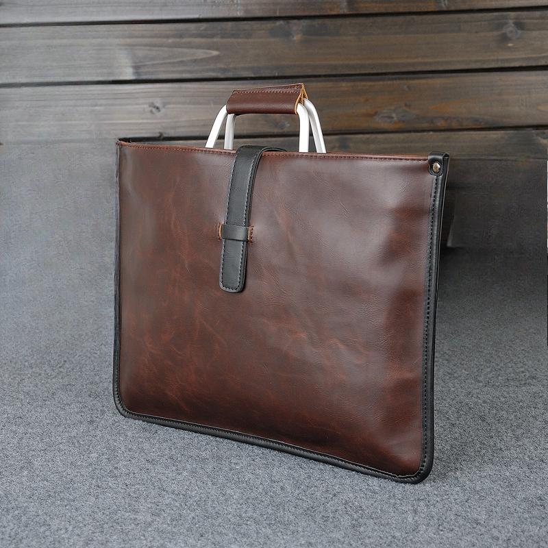 Men's Casual One-shoulder Messenger Trendy Bag Crazy Horse Leather Men's Bag Retro Handbag Simple Atmosphere File Bag