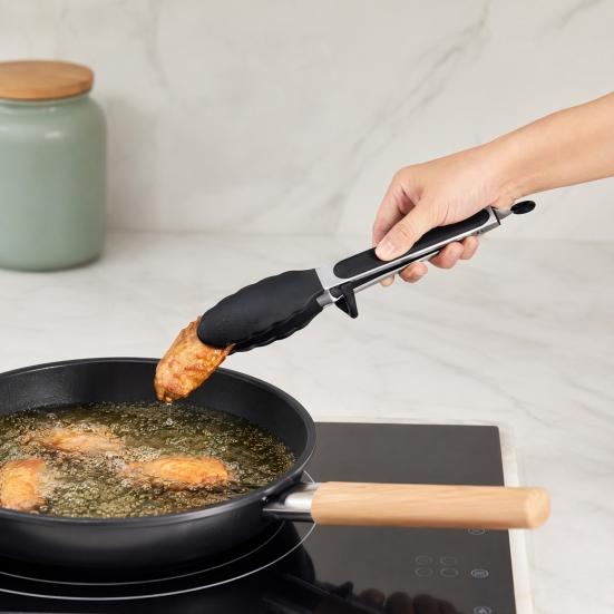 Kitchen Tongs for Cooking And BBQ, Heat-Resistant 9 Inch Food Tongs with Silicone Tips, Non-Stick Dishwasher Safe Kitchen Tools