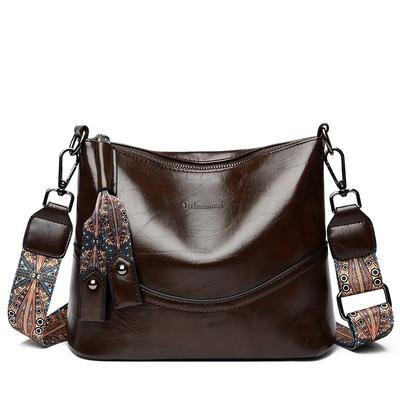 Damen Umhängetasche im Vintage-Stil Geräumige Crossbody-Tasche mit verstellbarem Riemen Reißverschluss Mehrere Taschen Leichte Mode-Design Geldbörse
