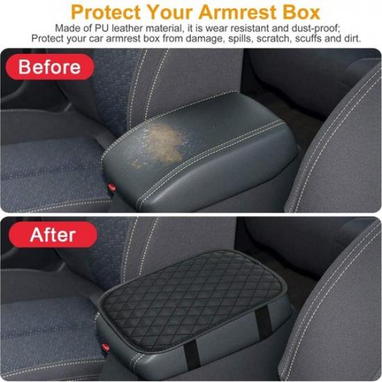 Car Armrest Pad Cover PU Leather Console Seat Box Cover Protector Cushion Pad
