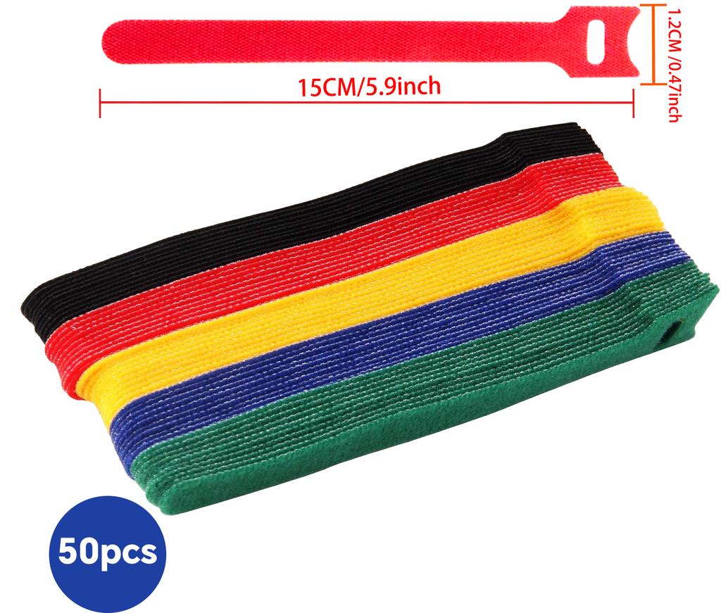 Releasable Cable Ties Durable and Soft Nylon Strap Reusable Velcro Cable Ties Organizer Tool Velcro Self-Adhesive Tapes