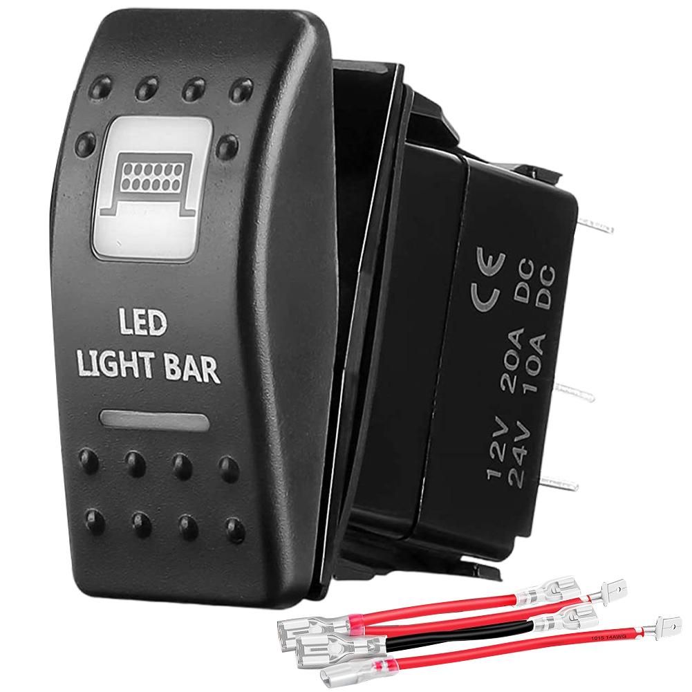 LED Light Bar Rocker Switch Waterproof LED Backlight Bar Button Dual LED ON/Off Switch LED Lamp Buttons for ATV UTV Car Truck RV