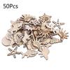 50 Pieces/Set Ocean Animals Shape Wood Slices Rustic Natural Wood Cutouts Kit