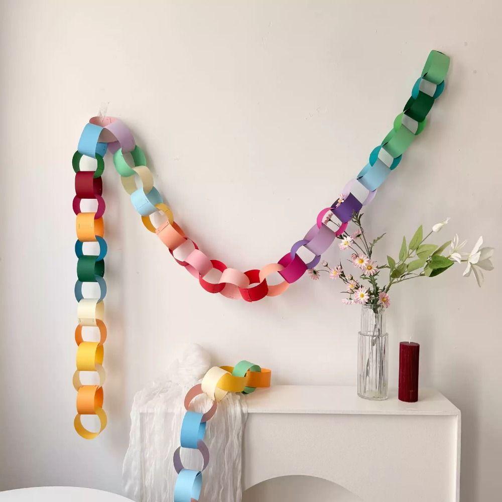300PCS/Set 25*4cm DIY Paper Chains Mixed Color Party Decorative Chains Party Supplies