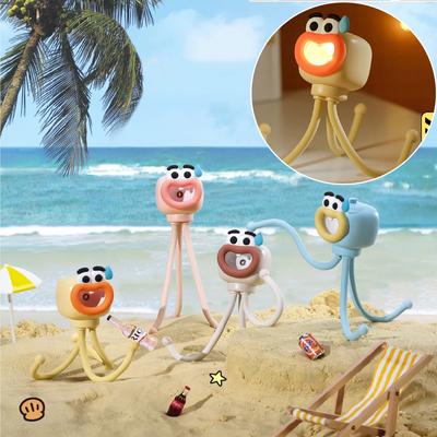 Cute Octopus Small Night Light Cartoon Mini LED Desk Lamp Portable Children's Creative Funny DIY Mobile Phone Holder Glowing Toy