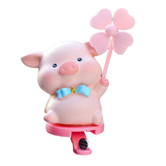 Cartoon Windmill Car Decoration with Soft Doll Cute Rotary Ornament for Dashboard Handlebar & Vent Solar/Manual Spin Fun Summer Gift for Car Bike