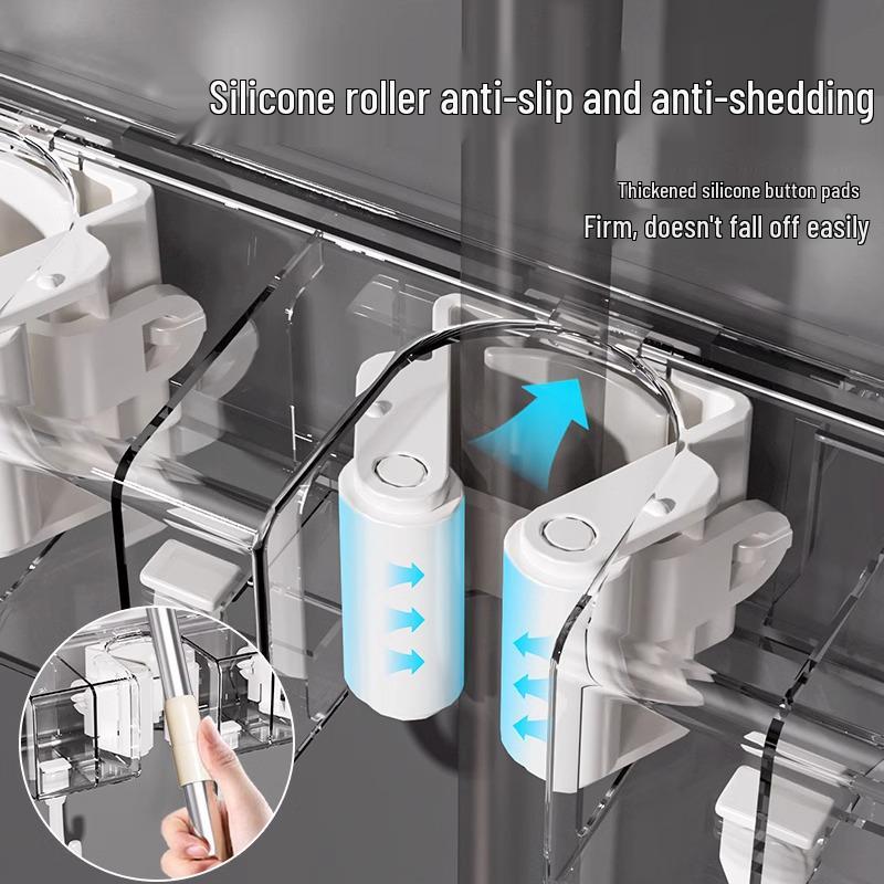 Wieszak ścienny na miotłę i mop: Rozwiązanie do zawieszania bez wiercenia na drzwiach łazienkowych lub toaletowych.