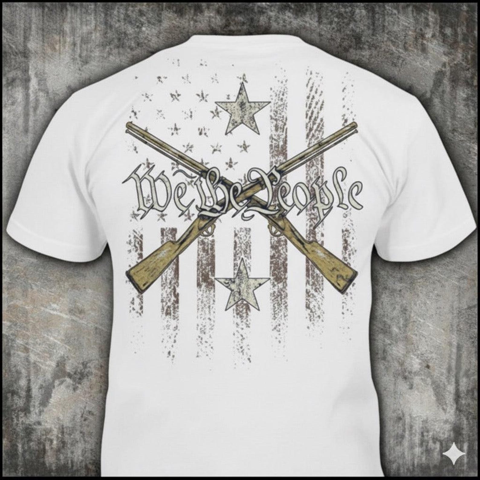 We The People - Distressed Crossed Muskets American Flag T-Shirt: Patriotic 1776 Gift 4XL