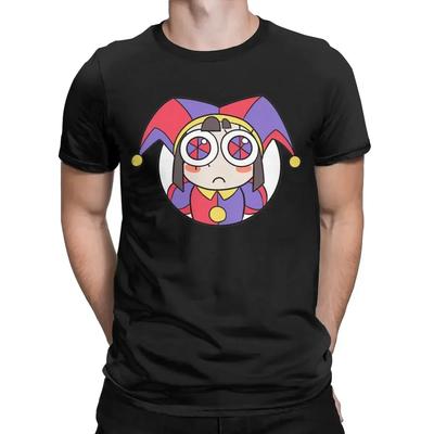 Camisetas para Hombre El Increíble Circo Digital Cabeza de Pomni Ropa de Algodón Camiseta Casual de Cuello Redondo Camiseta Original