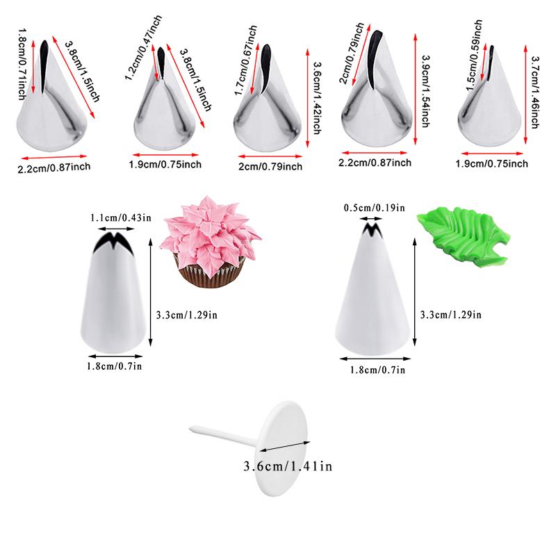 8pcs Rose Leaf Nozzle Cake Tips Set Cream Decoration Icing Piping Pastry Nozzles Cupcake Decorating Tool Bakeware