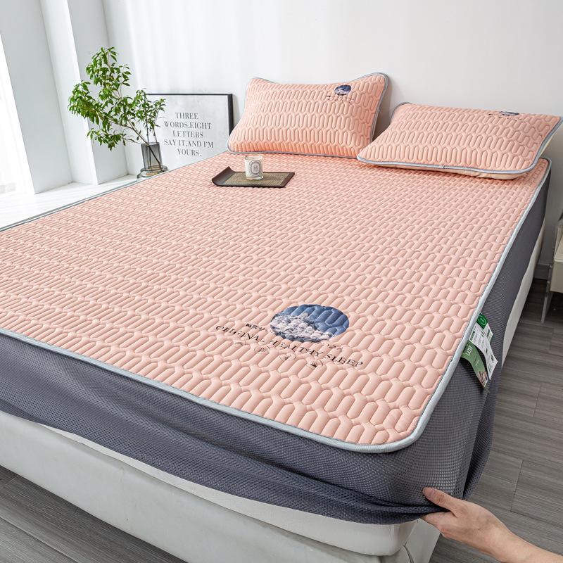 Class A Ice Silk Latex Cooling Mat Set: Washable, Antibacterial, Mother & Baby Safe, Fitted Sheet Style