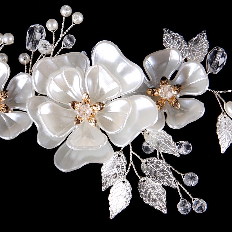 1Pcs Bride Wedding Hair Vine Pearl Leaves Modelling Hair Bands Headdress Baroque Bride Bridesmaid Hair Bands