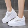 Thick-soled little white shoes for women's 2025 summer European products popular mesh breathable small man inner height increase lightweight casual bo