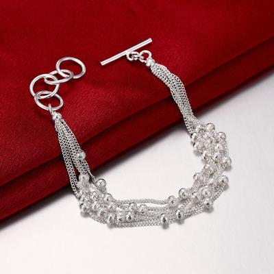 Bracciale con perline smerigliate e catena a serpente multipla in argento sterling 925, gioielli da sposa alla moda