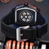 Dulunwe Tonneau Sports Men's Tourbillon Watches Starry Moon Phases Hollow Out Automatic Mechanical Watch Rubber Strap Luminous Wristwatch