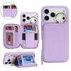 Custodia per Telefono in Pelle con Cerniera e Anello Antiscivolo con Motivo Litchi per iPhone 17 Pro Max 16 Plus 15 14 13 12 Cover a Borsa Antiurto