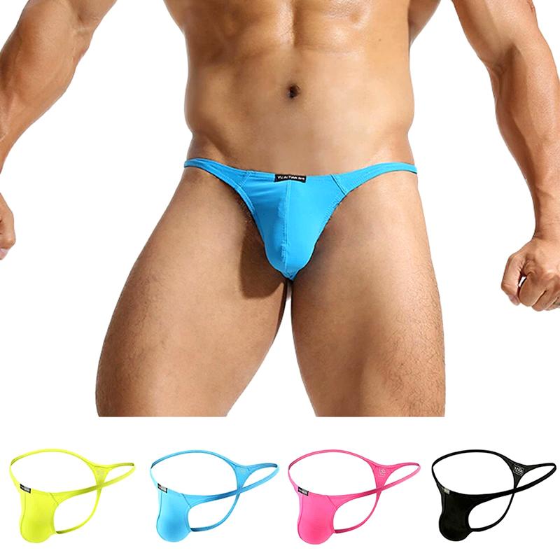 1Pc Nylon Solid Color C-string Sexy Underpants T-back Thong Underwear Men's Panties