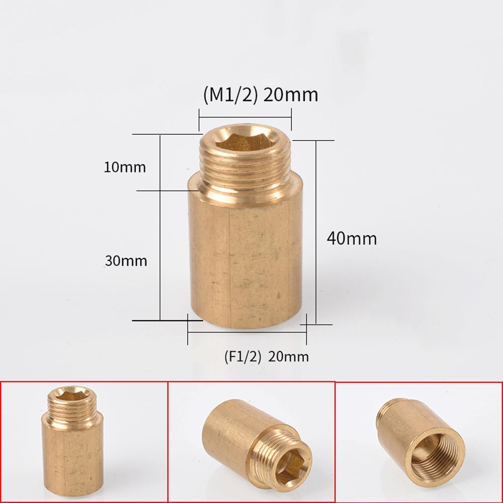 Brass 1/2 " Female To Male Stainless Steel Thickened Extension Joint Lengthened Hexagonal Extension Direct Chrome Plating Brass