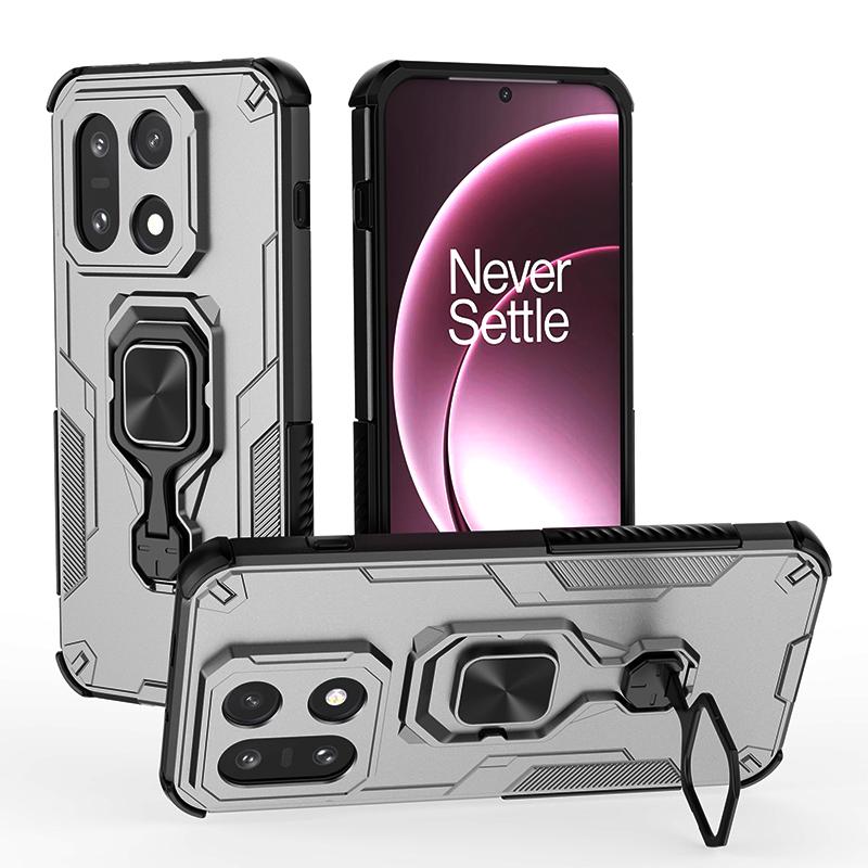 KEYSION Shockproof Armor Case for OnePlus 15 5G Silicone+PC Upright Metal Live Ring Stand Phone Back Cover for One Plus 1+ 15