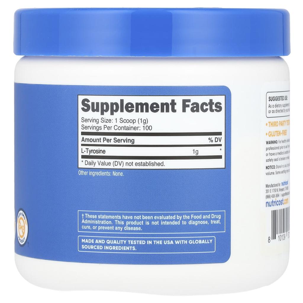 L-Tyrosin, Geschmacksneutral, 102G (3.6Oz)