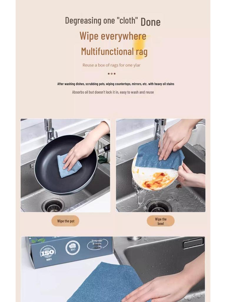 Reusable Thickened Kitchen Rag: Washable Dual-Use Scouring Pad
