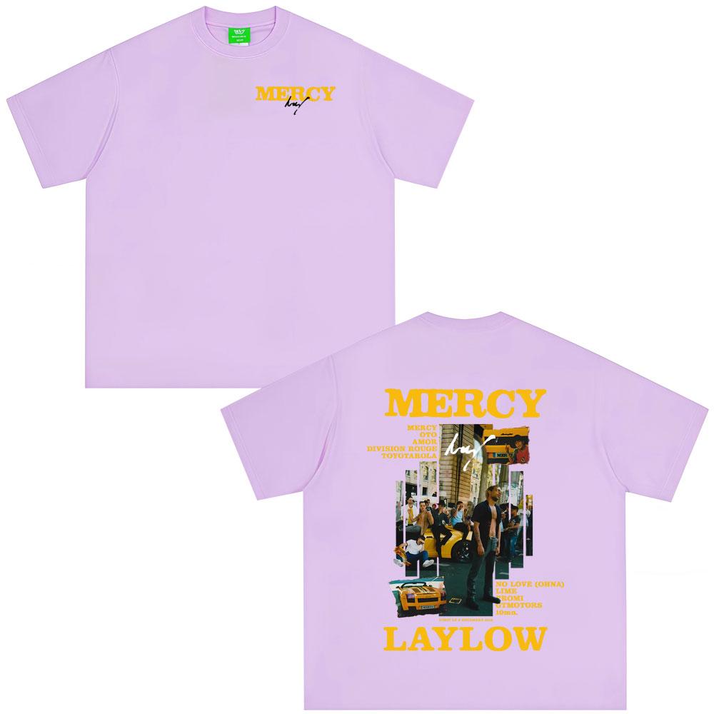 French Rapper Laylow Mercy Graphic Print T Shirts Unisex Women Hip Hop Fashion Pop Music Tshirts Vintage Tees Oversized Streetwear