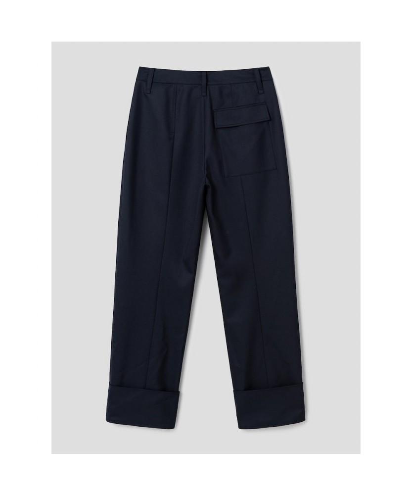 Anggae Cuffed Curved Pants Navy